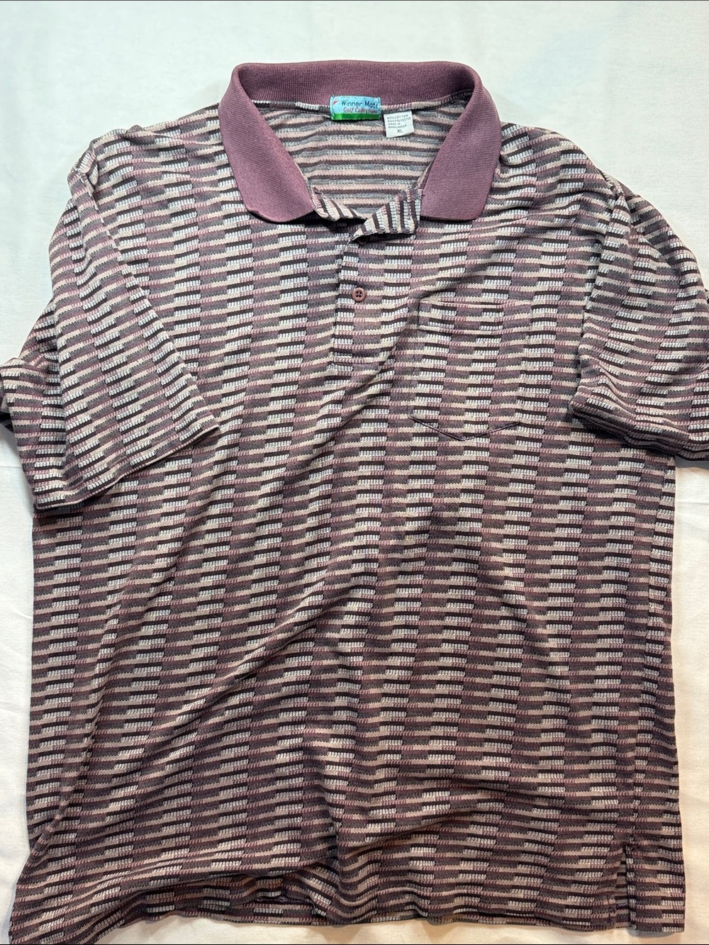 90s Vintage Winner Mate Golf Collection Polo Striped Mauve Purple XL